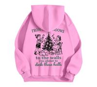 Generisch Sweat à capuche pour femme avec citation de Noël amusante - Sweat à capuche de style vintage - Sweatshirt humoristique « from The Windows to The Walls », Style_v07 Rose, L