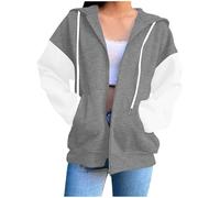 Generisch Sweat à capuche pour femme avec fermeture éclair comme sweat-shirt élégant pour le streetwear décontracté dans une version légère avec manches longues de mi-saison, gris, XL
