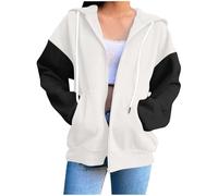 Generisch Sweat à capuche pour femme avec fermeture éclair comme sweat-shirt élégant pour le streetwear décontracté dans une version légère avec manches longues de mi-saison, Blanc., M