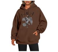 Generisch Sweat à capuche pour femme avec grand imprimé corbeau sur le devant - Sweat à capuche décontracté avec motif d'oiseau mystique - Sweat-shirt streetwear pour un look alternatif, Style_p04
