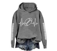 Generisch Sweat à capuche pour femme avec imprimé football - Sweat en polaire douce - Haut à capuche décontracté à manches longues pour le sport et la vie quotidienne - Pull bleu clair pour femme