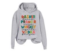 Generisch Sweat à capuche pour femme avec imprimé lettre tendance hiver sport à manches longues, Gris clair., M