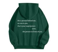 Generisch Sweat à capuche pour femme avec inscription en allemand « Liebe Person hinter Mir, niemand bist du, das ist Deine Superkraft » - Noir - Pour femme, Vert foncé., XXL