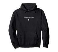 Generisch Sweat à capuche pour femme avec inscription « Jesus is King » - Sweat à capuche avec imprimé croix minimaliste - Sweat-shirt streetwear chrétien pour la foi, Style H01 Noir, L