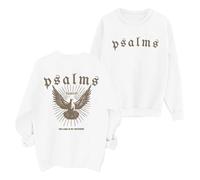 Generisch Sweat à capuche pour femme avec inscription « Over Fear » et cravate Psaume Versen, Blanc., XL