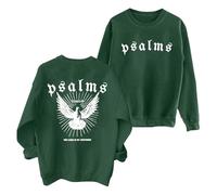 Generisch Sweat à capuche pour femme avec inscription « Over Fear » et cravate Psaume Versen, Vert foncé., XXL