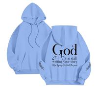 Generisch Sweat à capuche pour femme avec message inspirant dans le dos - Sweat à capuche chrétien avec inscription positive - Sweatshirt décontracté pour la vie quotidienne, Style_e06 Bleu, S