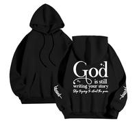 Generisch Sweat à capuche pour femme avec message inspirant dans le dos - Sweat à capuche chrétien avec inscription positive - Sweatshirt décontracté pour la vie quotidienne, Style_e02 Noir, 3XL