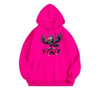 Generisch Sweat à capuche pour femme avec motif corbeau en colère - Sweat à capuche avec imprimé oiseau amusant - Sweat surdimensionné décontracté avec inscription en allemand, Stil_i06 Rose vif, XXL