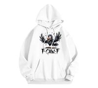 Generisch Sweat à capuche pour femme avec motif corbeau en colère - Sweat à capuche avec imprimé oiseau amusant - Sweat surdimensionné décontracté avec inscription en allemand, Style_i10 Blanc, XXL