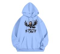 Generisch Sweat à capuche pour femme avec motif corbeau en colère - Sweat à capuche avec imprimé oiseau amusant - Sweat surdimensionné décontracté avec inscription en allemand, Style_i03 Bleu, 3XL