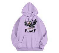 Generisch Sweat à capuche pour femme avec motif corbeau en colère - Sweat à capuche avec imprimé oiseau amusant - Sweat surdimensionné décontracté avec inscription en allemand, Stil_i08 Violet, L