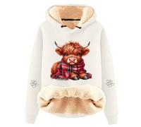 Generisch Sweat à capuche pour femme avec motif de bœuf des Highlands - Sweat à capuche avec imprimé vache écossaise et poche ventrale | Sweat-shirt de style campagnard pour les amoureux des animaux