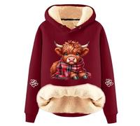 Generisch Sweat à capuche pour femme avec motif de bœuf des Highlands - Sweat à capuche avec imprimé vache écossaise et poche ventrale | Sweat-shirt de style campagnard pour les amoureux des animaux