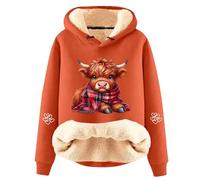 Generisch Sweat à capuche pour femme avec motif de bœuf des Highlands - Sweat à capuche avec imprimé vache écossaise et poche ventrale | Sweat-shirt de style campagnard pour les amoureux des animaux