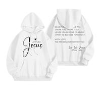 Generisch Sweat à capuche pour femme avec motif de mots, sweat-shirt tendance comme haut décontracté pour les loisirs style preppy, Blanc., XXL