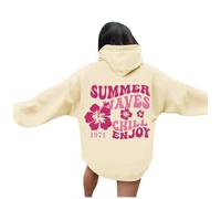 Generisch Sweat à capuche pour femme avec motif floral, sweat à capuche pour femme, longues lettres graphiques, couleur unie, hauts à capuche en coton, manteau à capuche