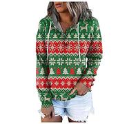 Generisch Sweat à capuche pour femme avec poche à bouton pression comme chemisier de loisirs à manches longues avec cordon de serrage pratique, vert, L