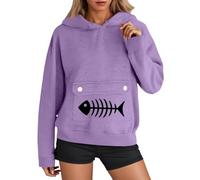 Generisch Sweat à capuche pour femme en coton imprimé à chevrons Sweat-shirt à manches longues avec capuche et poche pour animaux de compagnie Polaire Sweat à capuche respirant coupe-vent Streetwear