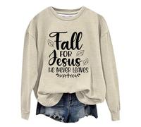 Generisch Sweat à capuche pour femme et hiver imprimé Dieu - Col rond - Manches longues - Pull fin, beige, S