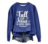 Generisch Sweat à capuche pour femme et hiver imprimé Dieu - Col rond - Manches longues - Pull fin, bleu, L