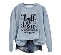 Generisch Sweat à capuche pour femme et hiver imprimé Dieu - Col rond - Manches longues - Pull fin, gris, XL
