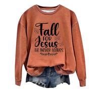 Generisch Sweat à capuche pour femme et hiver imprimé Dieu - Col rond - Manches longues - Pull fin, Orange, S