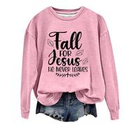 Generisch Sweat à capuche pour femme et hiver imprimé Dieu - Col rond - Manches longues - Pull fin, Rose, S