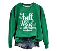 Generisch Sweat à capuche pour femme et hiver imprimé Dieu - Col rond - Manches longues - Pull fin, vert, M