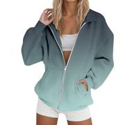 Generisch Sweat à capuche pour femme Gradient - Sweat à capuche surdimensionné - Fermeture éclair - Veste à capuche - Pull pour femme - Automne et hiver - Cardigan à capuche - Manches de poche, Noir