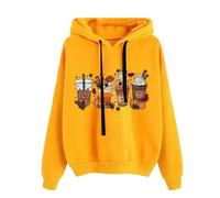 Generisch Sweat à capuche pour femme - Halloween - Avec cordon de serrage - Avec poche - Imprimé tête de mort - Mini robe avec capuche - Pull à manches longues, Sweat à capuche B6 jaune, L