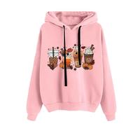 Generisch Sweat à capuche pour femme - Halloween - Avec cordon de serrage - Avec poche - Imprimé tête de mort - Mini robe avec capuche - Pull à manches longues, Sweat à capuche B6 rose, XXL