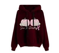 Generisch Sweat à capuche pour femme - Halloween - Avec cordon de serrage - Avec poche - Imprimé tête de mort - Mini robe avec capuche - Pull à manches longues, Sweat à capuche B4 - Vin, M