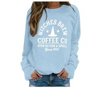 Generisch Sweat à capuche pour femme Halloween sorcière lettres mode sans capuche couple sweat à capuche pour deux, bleu clair, M
