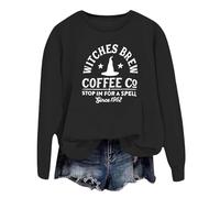 Generisch Sweat à capuche pour femme Halloween sorcière lettres mode sans capuche couple sweat à capuche pour deux, Noir , S