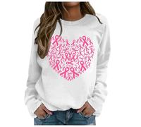 Generisch Sweat à capuche pour femme - Imprimé graphique d'amour - Motif : mois du cancer du sein - Loisirs - Couleur unie - Chaud - Couleur unie - Haut décontracté, gris clair, XL