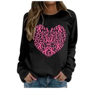Generisch Sweat à capuche pour femme - Imprimé graphique d'amour - Motif : mois du cancer du sein - Loisirs - Couleur unie - Chaud - Couleur unie - Haut décontracté, Noir , XL