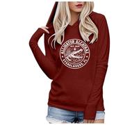 Generisch Sweat à capuche pour femme, manches longues, décontracté, coupe ample, pull imprimé pour un port confortable en automne et en hiver, Bordeaux, XXL