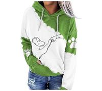 Generisch Sweat à capuche pour femme - Motif chien mignon - Motif de poing - Manches longues - Grande taille - Pull à capuche avec poches - Mini robe, vert, 3XL