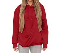 Generisch Sweat à capuche pour femme - Pull à capuche - Pull à capuche d'hiver avec poche pour le confort d'une maman chat, rouge, L