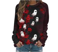 Generisch Sweat à capuche pour femme - Pull d'Halloween avec tête de mort - Vintage - Sorcières graphiques - Chemises en polaire - Pull d'Halloween - Sweat de couverture pour femme - Witch Musée