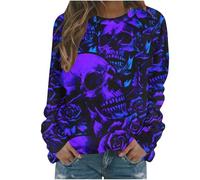 Generisch Sweat à capuche pour femme - Pull d'Halloween avec tête de mort - Vintage - Sorcières graphiques - Chemises en polaire - Pull d'Halloween - Sweat de couverture pour femme - Witch Musée