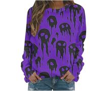 Generisch Sweat à capuche pour femme - Pull d'Halloween avec tête de mort - Vintage - Sorcières graphiques - Chemises en polaire - Pull d'Halloween - Sweat de couverture pour femme - Witch Musée
