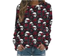Generisch Sweat à capuche pour femme - Pull d'Halloween avec tête de mort - Vintage - Sorcières graphiques - Chemises en polaire - Pull d'Halloween - Sweat de couverture pour femme - Witch Musée