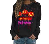 Generisch Sweat à capuche pour femme - Pull d'Halloween avec tête de mort - Vintage - Sorcières graphiques - Chemises en polaire - Pull d'Halloween - Sweat de couverture pour femme - Witch Musée