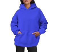 Generisch Sweat à capuche pour femme - Pull surdimensionné à manches longues - Avec capuche - Pour adolescentes et filles - Doux - Veste de mi-saison Harajuku Streetwear - T-shirt long, 02-b - Bleu