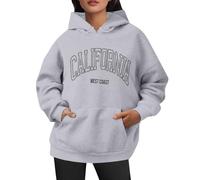 Generisch Sweat à capuche pour femme Sweat à capuche décontracté avec impression de ville américaine Coupe ample Sweatshirt adapté au quotidien avec poche à cordon de serrage, Gris clair., XXL