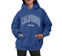 Generisch Sweat à capuche pour femme Sweat à capuche décontracté avec impression de ville américaine Coupe ample Sweatshirt adapté au quotidien avec poche à cordon de serrage, Marine, XXL
