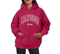 Generisch Sweat à capuche pour femme Sweat à capuche décontracté avec impression de ville américaine Coupe ample Sweatshirt adapté au quotidien avec poche à cordon de serrage, rouge, S