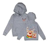 Generisch Sweat à capuche pour fille à manches longues Sweat-shirt doux à capuche mignon pour filles avec imprimé de Noël Top Vêtements de sport, gris, 11-12 ans